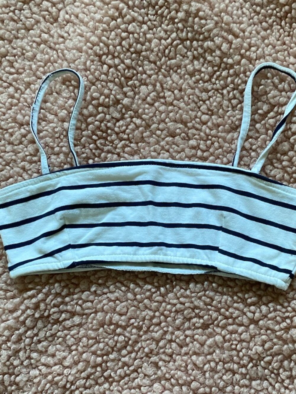 Bershka Striped Crop Cami Bandeau Top Navy White XS